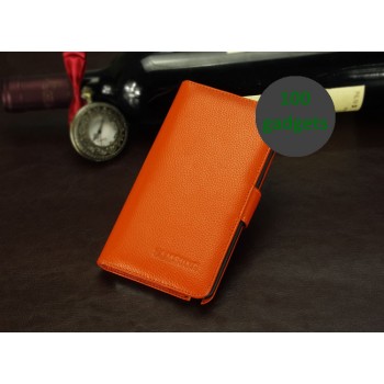 Кожаный чехол портмоне (нат. кожа) для Galaxy Note 3 Оранжевый