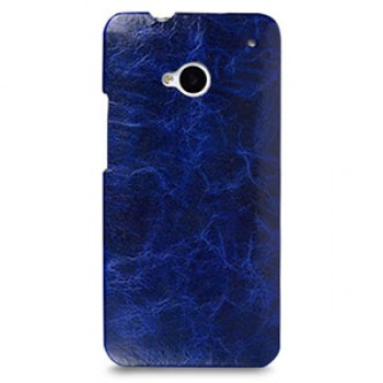 Кожаный эксклюзивный чехол ручной работы Back Cover (цельная телячья кожа) синий для HTC One M7 One SIM (для модели с одной сим-картой)