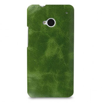 Кожаный эксклюзивный чехол ручной работы Back Cover (цельная телячья кожа) зеленый для HTC One M7 Dual SIM