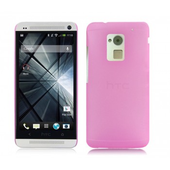 Пластиковый полупрозрачный чехол для HTC One Max Розовый