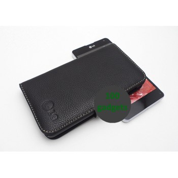 Кожаный чехол портмоне (нат. кожа) для LG Optimus G Черный