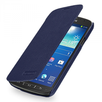 Кожаный чехол горизонтальная книжка (нат. кожа) для Samsung Galaxy S4 Active Синий