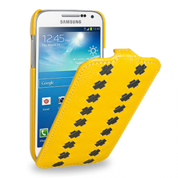 Эксклюзивный кожаный чехол (кожа ручного плетения) для Samsung Galaxy S4 Mini желтая