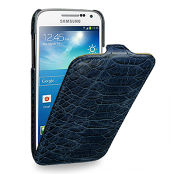 Эксклюзивный кожаный чехол (нат. кожа змеи) для Samsung Galaxy S4 Mini синяя