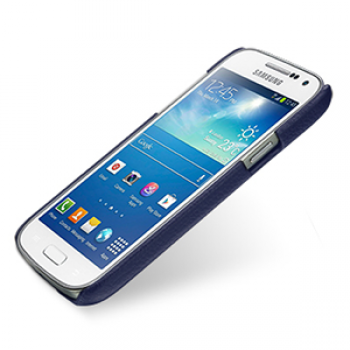 Кожаный чехол (нат. кожа) Back Cover для Samsung Galaxy S4 Mini синий