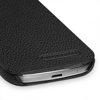 Кожаный чехол книжка горизонтальная (нат. кожа) для Samsung Galaxy S4 Mini черная Черный