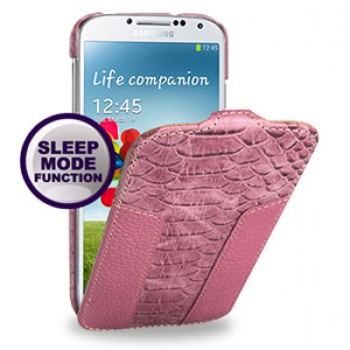 Кожаный эксклюзивный Nature чехол (3 сегмента) для Samsung Galaxy S4 розовый