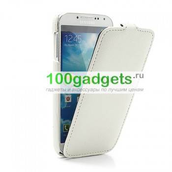 Кожаный чехол книжка для Galaxy S4 белая