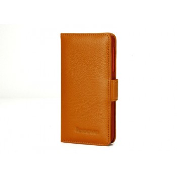 Кожаный чехол портмоне (нат. кожа) для Lenovo S820 Ideaphone Оранжевый