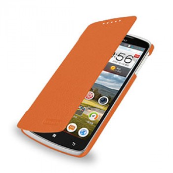 Кожаный чехол книжка горизонтальная (нат. кожа) для Lenovo IdeaPhone S920 Оранжевый