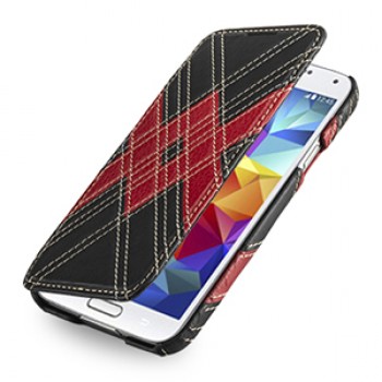 Кожаный чехол горизонтальная книжка (нат. кожа) для Samsung Galaxy S5