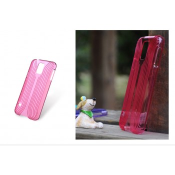 Пластиковый ультратонкий чехол с рельефной текстурой серия Blurred Lines для Samsung Galaxy S5 Розовый
