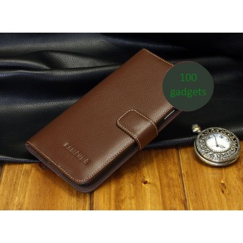 Кожаный чехол портмоне (нат. кожа) для Samsung Galaxy Grand 2 Duos Коричневый