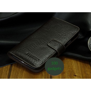 Кожаный чехол портмоне (нат. кожа крокодила) для Samsung Galaxy Grand 2 Duos Коричневый