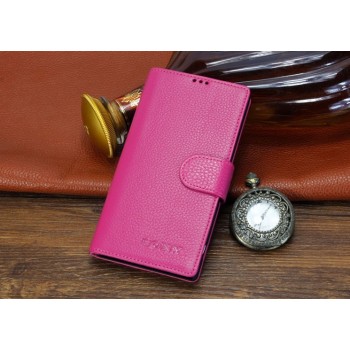 Кожаный чехол портмоне (нат. кожа) с магнитной застежкой для Sony Xperia T2 Ultra Розовый