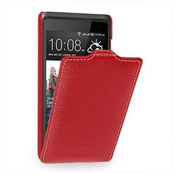 Кожаный чехол книжка вертикальная (нат. кожа) для HTC Desire 600 красная