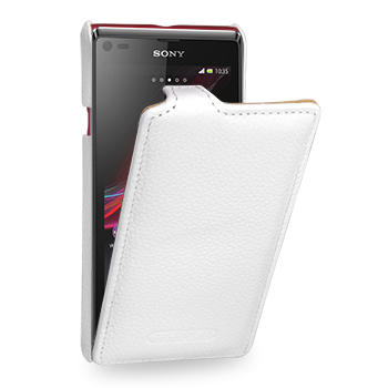 Кожаный чехол книжка(нат. кожа)  для Sony Xperia L белая