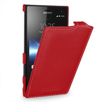 Кожаный чехол вертикальная книжка для Sony Xperia acro S Красный