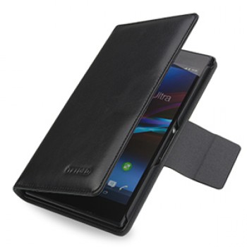 Эксклюзивный кожаный чехол книжка горизонтальная (нат. кожа) серия Folder для Sony Xperia Z Ultra черная