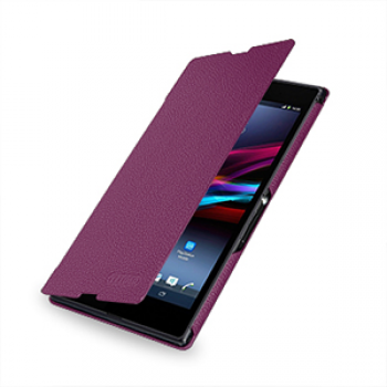 Кожаный чехол книжка горизонтальная (нат. кожа) для Sony Xperia Z Ultra фиолетовая