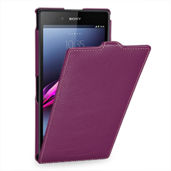 Кожаный чехол книжка вертикальная (нат. кожа) для Sony Xperia Z Ultra фиолетовая