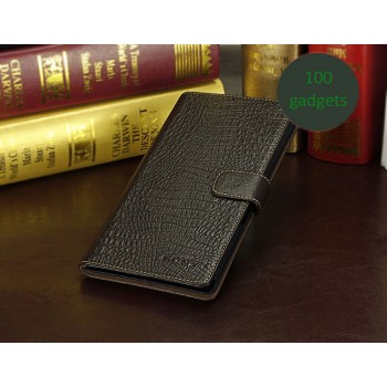 Кожаный чехол портмоне (нат. кожа крокодила) для Sony Xperia Z Ultra Коричневый