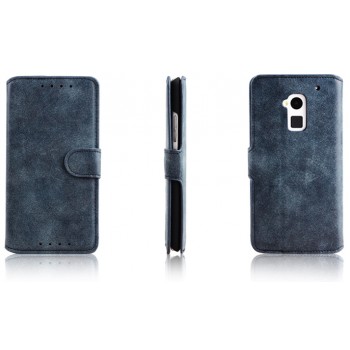 Винтажный чехол-портмоне подставка для HTC One Max Синий