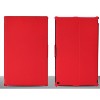 Кожаный чехол подставка текстура Ткань для Nokia Lumia 2520 Красный