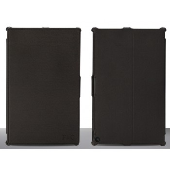 Кожаный чехол подставка текстура Ткань для Nokia Lumia 2520 Черный