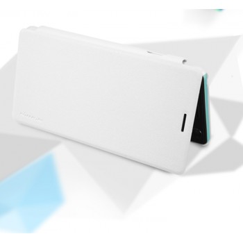 Текстурный чехол смарт флип на пластиковой основе для Sony Xperia C4 Белый