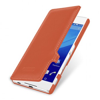 Кожаный чехол горизонтальная книжка (нат. кожа) с защелкой для Sony Xperia Z3+ 