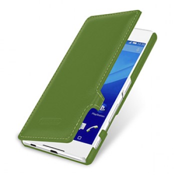 Кожаный чехол горизонтальная книжка (нат. кожа) с защелкой для Sony Xperia Z3+ 