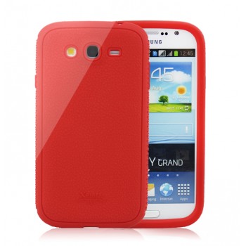 Силиконовый матовый текстурный чехол для Samsung Galaxy Grand Красный
