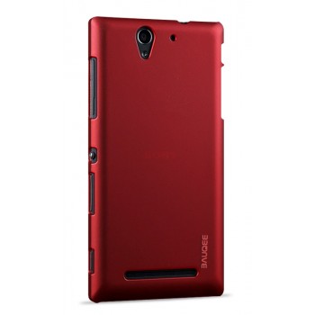 Пластиковый матовый непрозрачный чехол для Sony Xperia C3 Красный