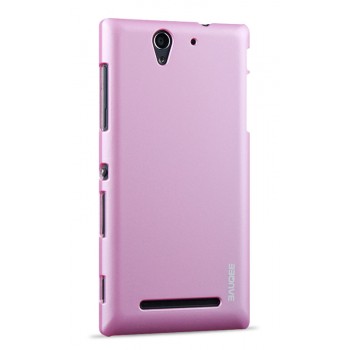 Пластиковый матовый непрозрачный чехол для Sony Xperia C3 Розовый