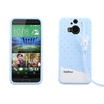 Силиконовый дизайнерский фигурный чехол с шнурком для HTC One M9+ Голубой
