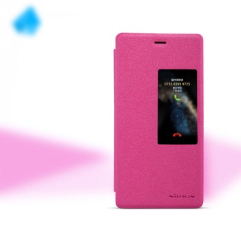 Текстурный чехол смарт флип с окном вызова на пластиковой основе для Huawei P8 Пурпурный