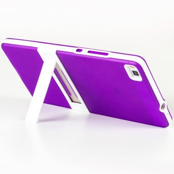 Двухкомпонентный силиконовый чехол с пластиковым каркасом-подставкой для Huawei P8 Фиолетовый