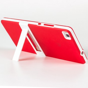 Двухкомпонентный силиконовый чехол с пластиковым каркасом-подставкой для Huawei P8 Красный