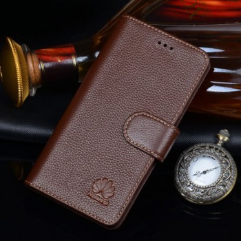Кожаный чехол портмоне (нат. кожа) для Huawei P8 Коричневый