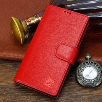 Кожаный чехол портмоне (нат. кожа) для Huawei P8 Красный