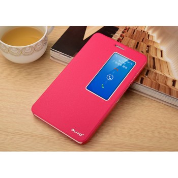 Чехол смарт флип подставка текстурный с окном вызова для Huawei MediaPad X2 Пурпурный