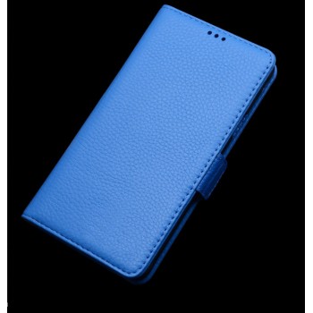 Кожаный чехол портмоне (нат. кожа) для LG G4 Stylus Голубой