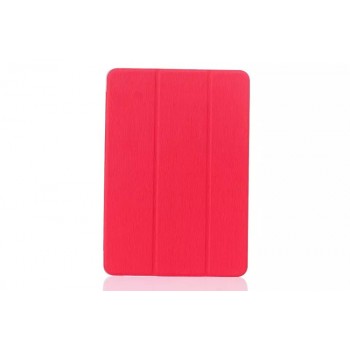 Текстурный чехол флип подставка сегментарный на пластиковой полупрозрачной онснове для Samsung Galaxy Tab E 9.6 Красный
