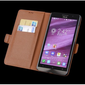 Кожаный чехол портмоне подставка (нат. кожа) для Asus Zenfone 2 5