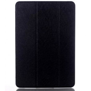 Текстурный чехол флип подставка сегментарный на пластиковой полупрозрачной основе для Samsung Galaxy Tab A 9.7 Черный