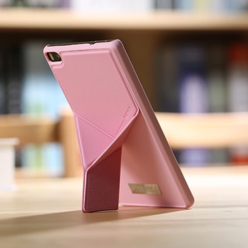 Пластиковый матовый чехол с встроенной оригами подставкой для Huawei P8 Lite Розовый