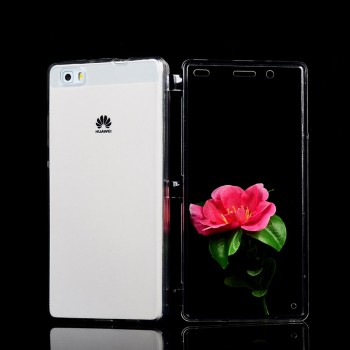 Двухмодульный силиконовый чехол горизонтальная книжка с транспарентной акриловой смарт крышкой для Huawei P8 Lite Белый