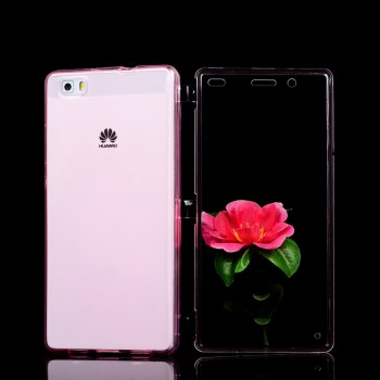Двухмодульный силиконовый чехол горизонтальная книжка с транспарентной акриловой смарт крышкой для Huawei P8 Lite Розовый