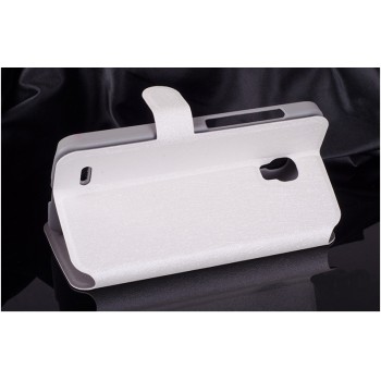 Текстурный чехол флип подставка на пластиковой основе с магнитной застежкой и внутренними карманами для Alcatel One Touch Pop 2 (5) Белый